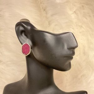 Oval Burgundy / gold earrings